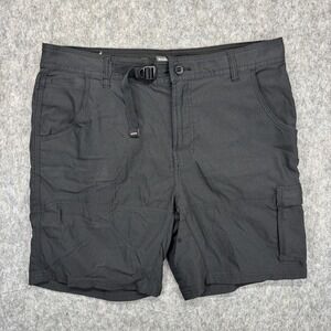 Prana Stretch Zion Belted Shorts Men's 35 x 8 Black Hiking Gorpcore Stretch